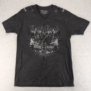 Hard Rock Cafe Shirt Mens Medium Gray‎ Venice Hard Rock Cafe V neck Grunge Print